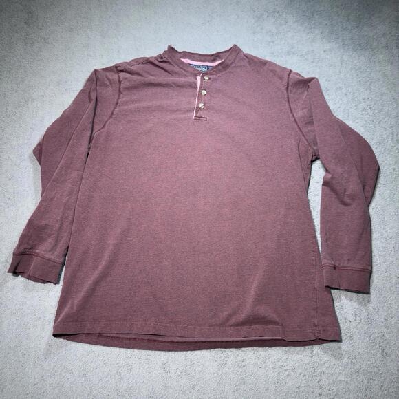 Basic Editions Other - Maroon Henley Shirt Mens 2XL Big Man 3 Button Knit LS Worn In - Basic Editions